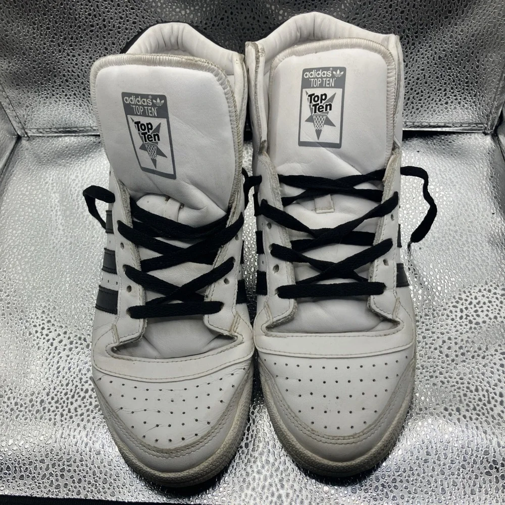 Adidas Top Ten Hi White Black white Mens Sneakers Basketball Shoes Size 8